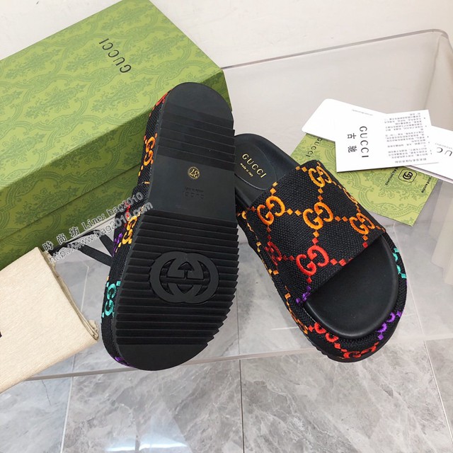 gucci古馳新色2022Gucci/Summer最新限量厚底拖鞋 dx3331